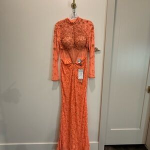 Elegant Orange Beaded Gown